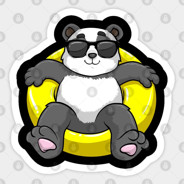 Cool panda is swimming with a swimming ring Sticker by Markus Schnabel